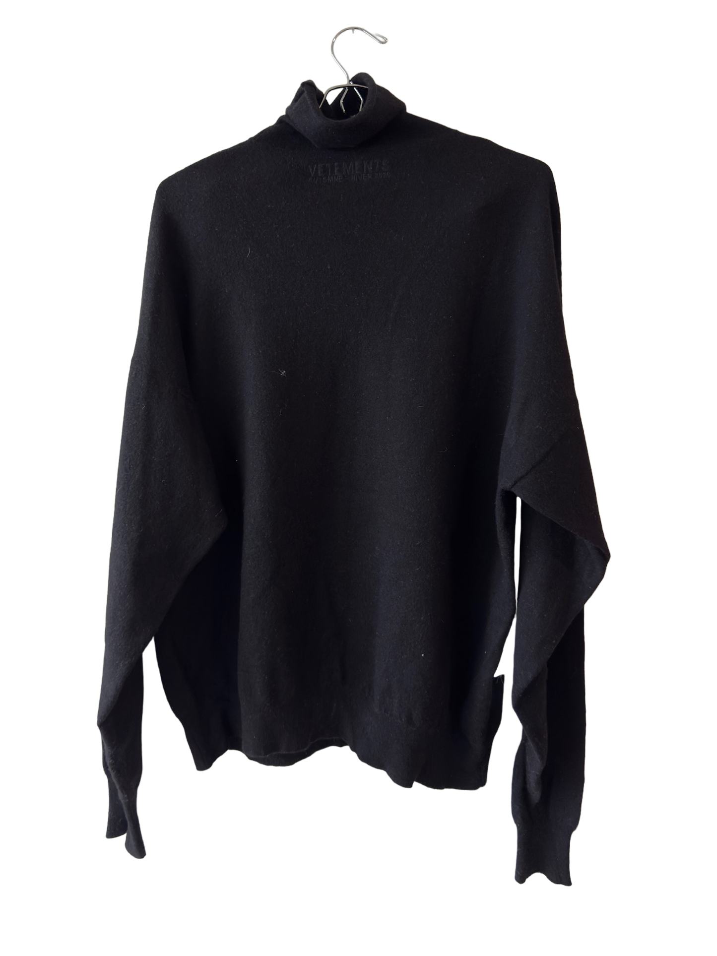 Vetements Warning Graphic Knit Runway Sweater
