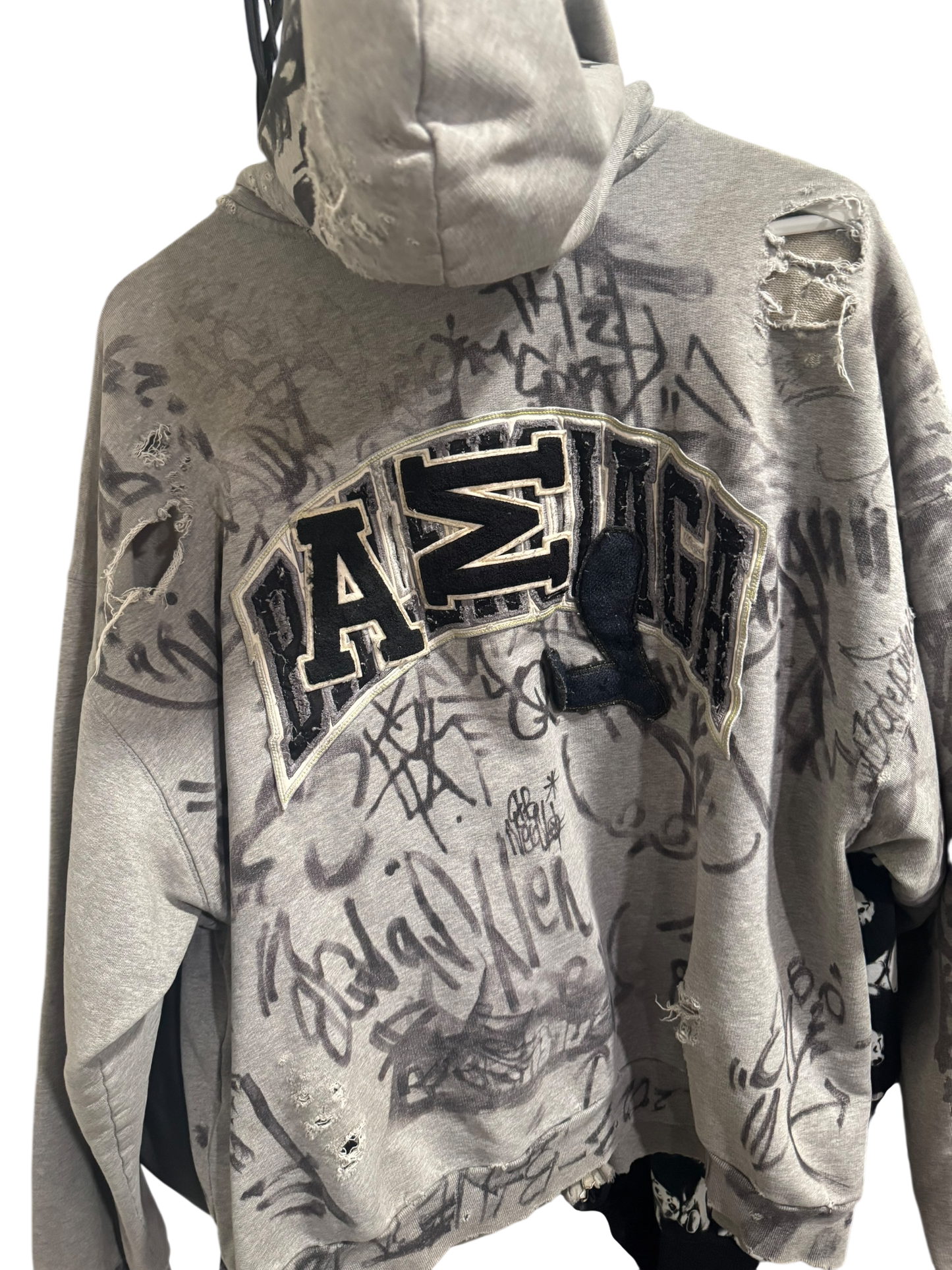 Balenciaga Distressed Graffiti Skater Zip Up Hoodie