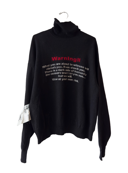 Vetements Warning Graphic Knit Runway Sweater